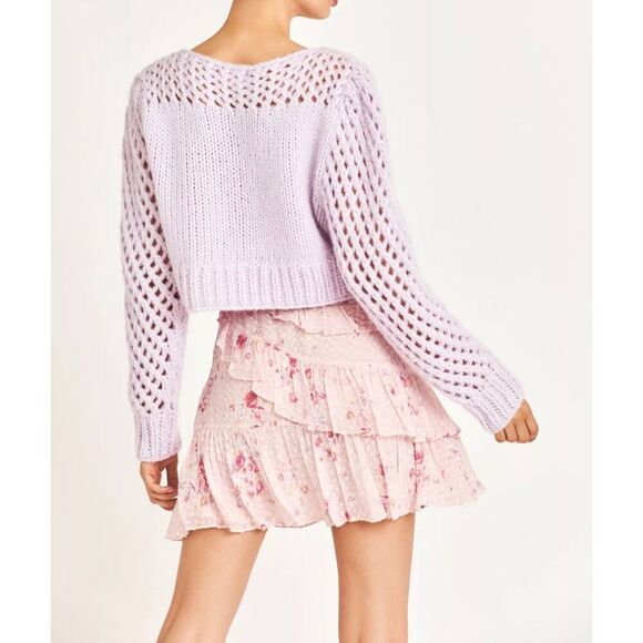 LoveShackFancy Imelda Skirt Bubbly Pink Size 4 Mini Ruffle Skirt Silk Blend - Picture 3 of 12